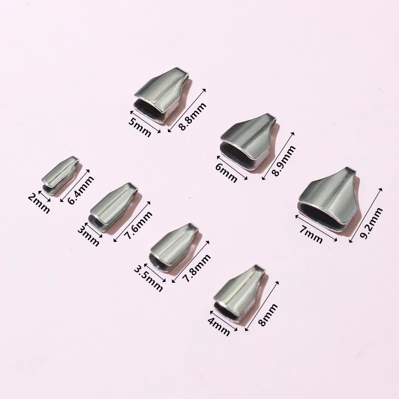 100pcs Stainless Steel 2-7mm Flat Cords Crimp End Beads Caps Clip Tip Fold for DIY Snake Chain Necklace Jewelry Making Findings Aurexia off