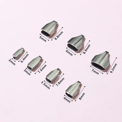100pcs Stainless Steel 2-7mm Flat Cords Crimp End Beads Caps Clip Tip Fold for DIY Snake Chain Necklace Jewelry Making Findings Aurexia off
