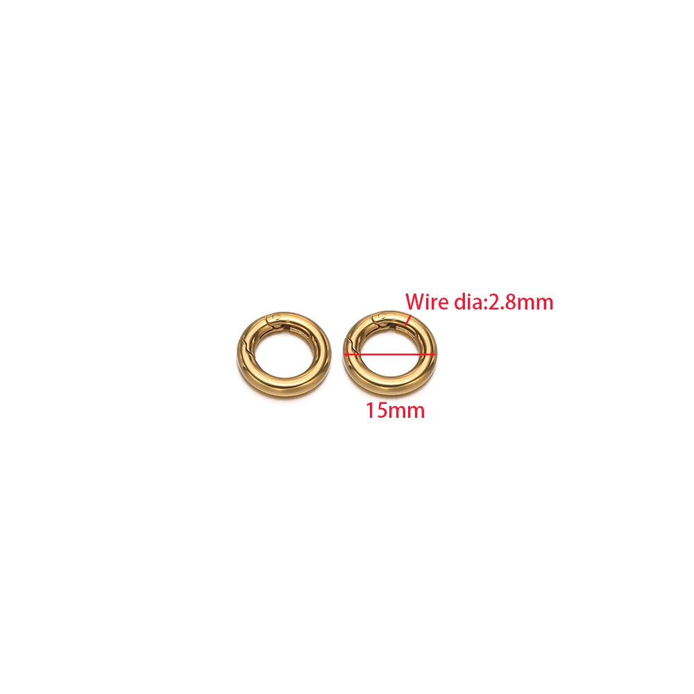 2Pcs/Lot Round Spring Clasps Stainless Steel Gold Plated Keyrings Buckles Connectors for DIY Jewelry Bag Hooks Making Components Aurexia off