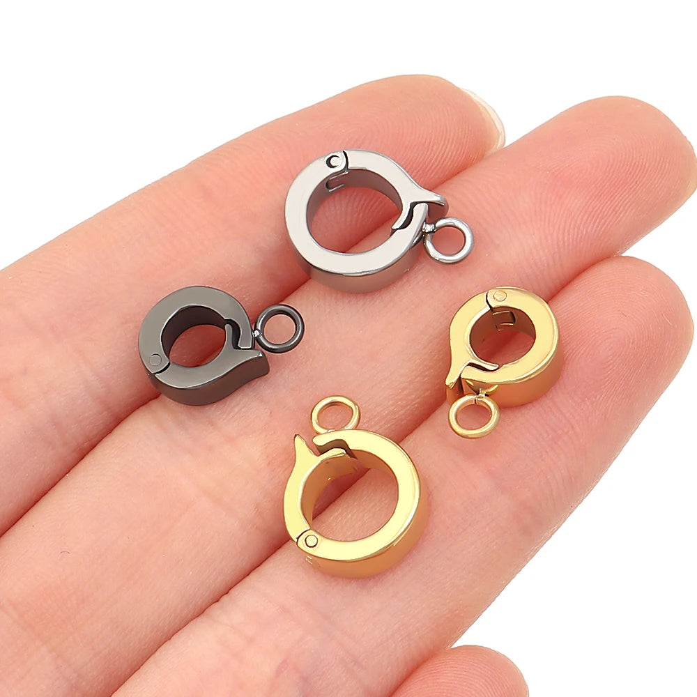 Stainless Steel Necklace Clasp Round Versatile Connection Buckles for Bracelet Earring Pendants Hooks Jewelry Making Supplies Aurexia off