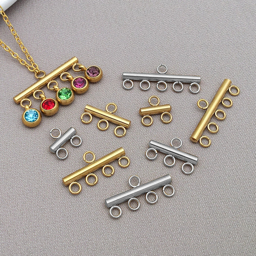 5pcs/lot Stainless Steel Layer Necklace Bracelet Clasp Bails 2/3/4/5 Loops Drop Earrings Chains Connectors DIY Jewelry Supplies Aurexia off
