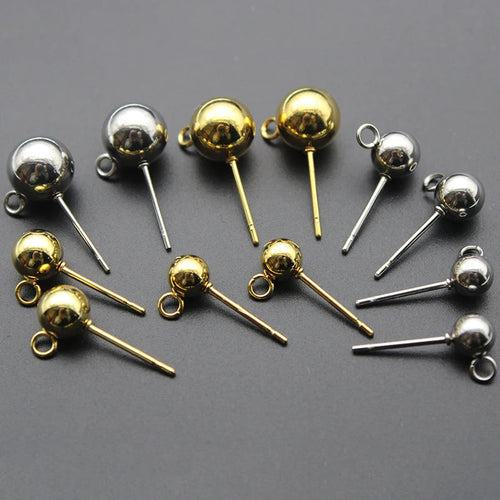 20Pcs Stainless Steel 3/4/5/6/8mm Round Ball Stud Earrings Post With Loops For DIY Earrings Accessories Jewelry Making Findings Aurexia off