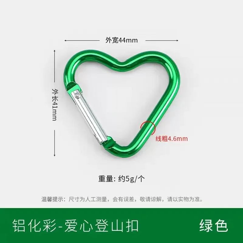 5pcs Aluminum Alloy Colorful Heart Spring Clasps  Carabiner Keychain Clips Hook Dog Chain Diy Jewelry Buckle Connector Supplies Aurexia off