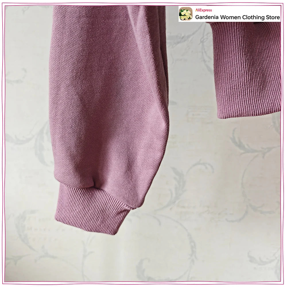 Spring & Autumn Matching Sets for Women Relaxtion Cotton Hoodies Set Cropped Zipper Hoodie + Tonal Straight Leg Drawstring Pants Aurexia off