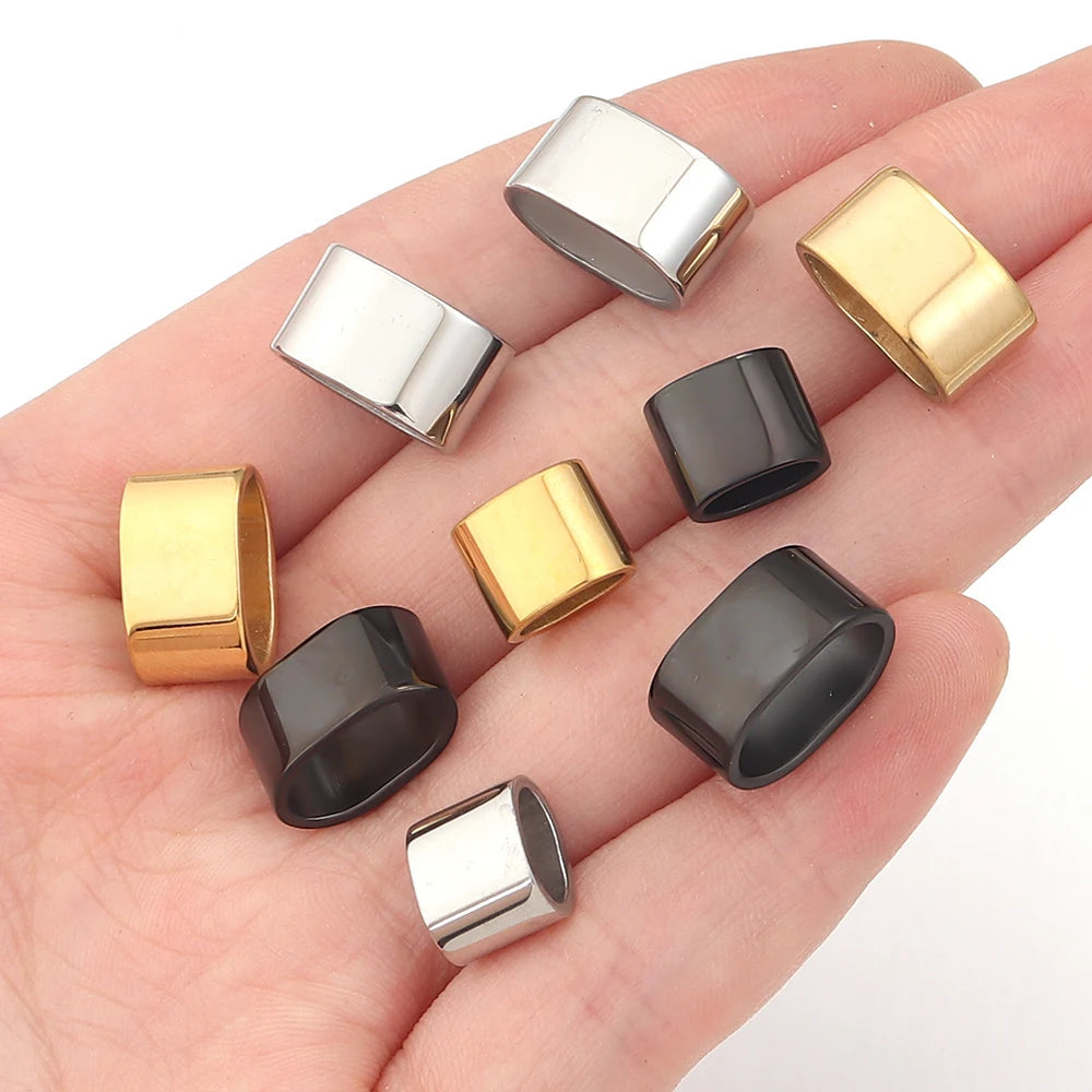 6pcs Flat Stainless Steel Tube Slider Beads Position Beads Big Hole Metal Beads DIY Leather Bracelet Clasps For Jewelry Making Aurexia off