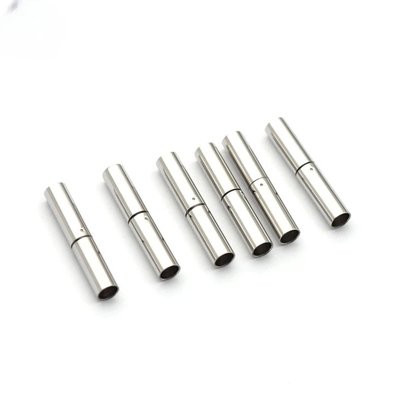 5Pcs/Lot Stainless Steel Spring Buckle Straight Through Titanium Steel Safety Lock Clasp Wax Rope Bracelet Diy Jewelry Making Aurexia off