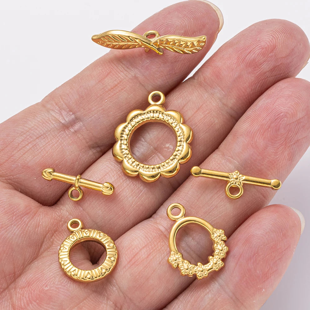 5 Sets Stainless Steel Toggle Clasp T-bar Closure Ring Fastener Hook End Connectors for DIY Necklace Bracelet Jewelry Making Aurexia off