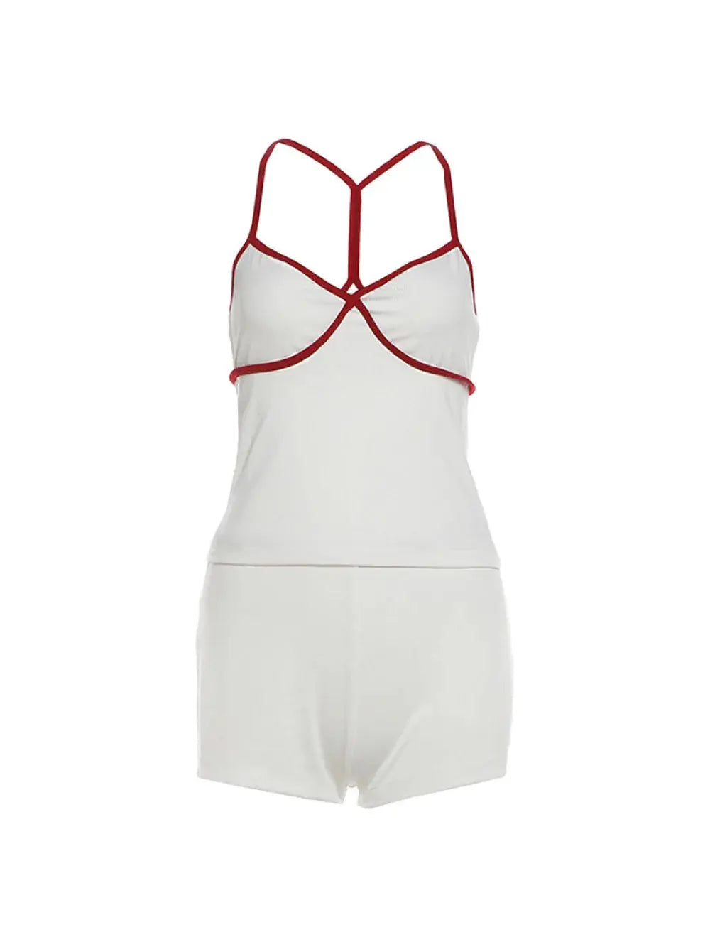2026 new summer women's clothing pure desire spicy girl V-neck tank top contrasting color casual simple versatile shorts set INS Aurexia off