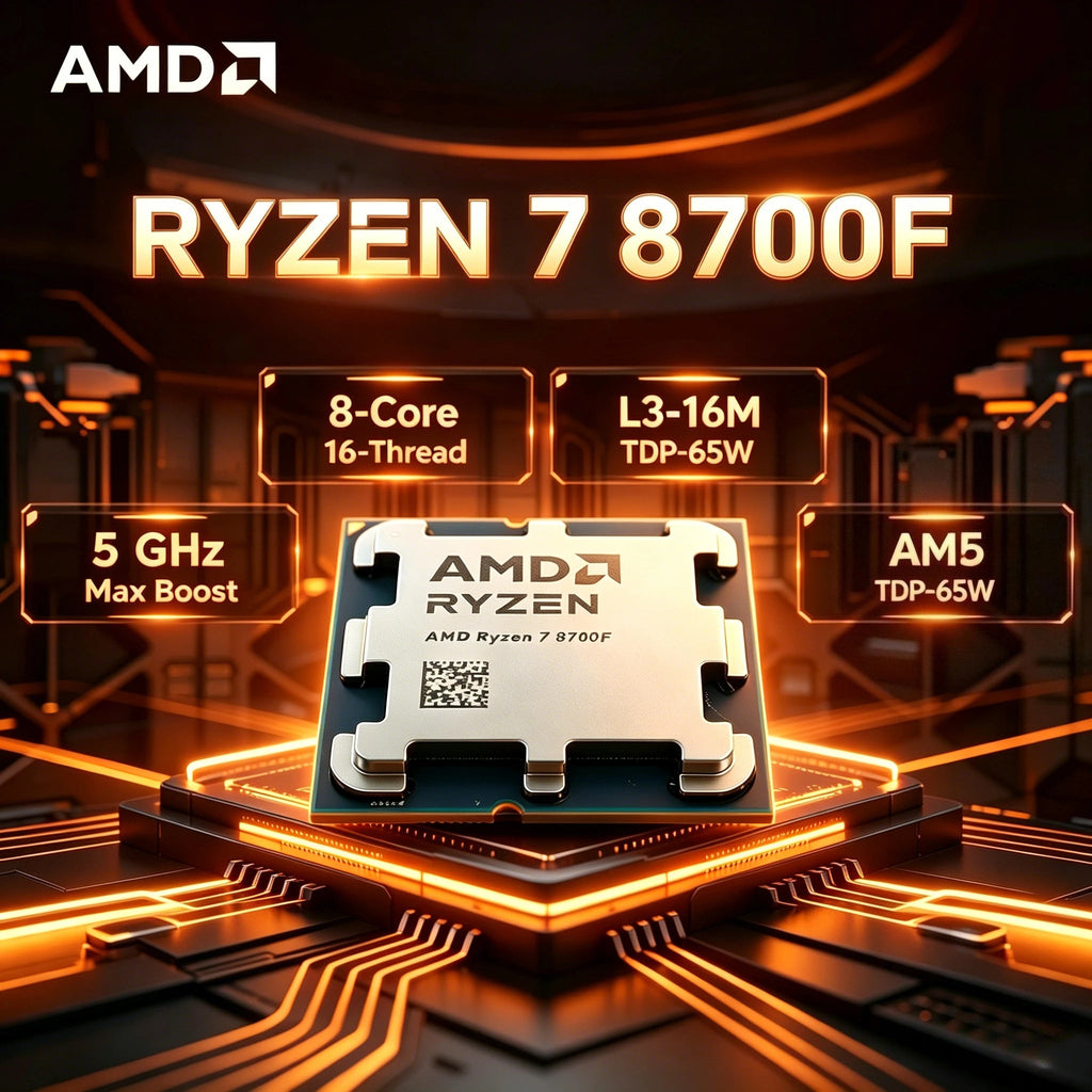AMD Ryzen 7 8700F Desktop CPU Zen4 4nm 8C16T 5.0GHz 24MB Cache AM5 65W No IGPU AI High Performance Gaming Office Chip Aurexia off