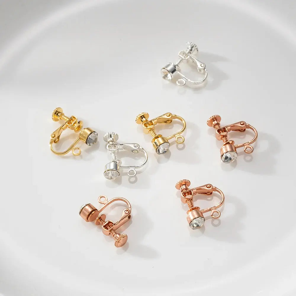 10pcs Brass Clip on Earring Converter Component with Crystal Rhinestone Non Pierced Earring Clip for Jewelry Making Supplies DIY Aurexia off