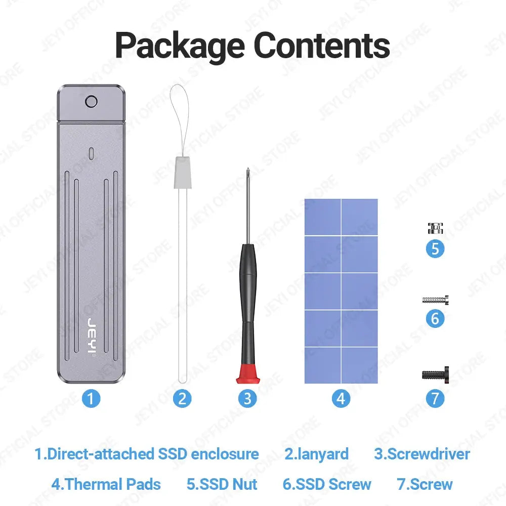 JEYI Direct-attach M.2 NVMe Enclosure, USB-A Plug USB 3.2 10Gbps In-line Aluminum 2242 2280 SSD Case With Magnet Protective Case Aurexia off