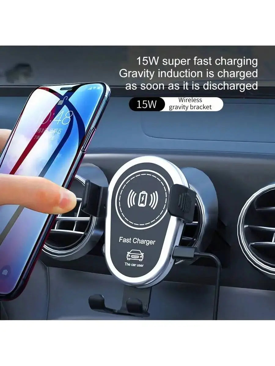 15W Wireless Car Charger With Gravity Induction Holder For iPhone Galaxy Fast Charging Aurexia off