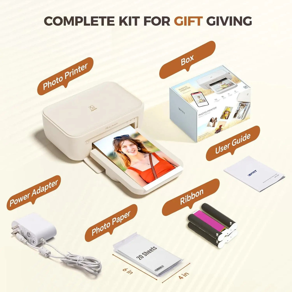 Portable 4x6 Photo Printer with 108 Sheets & 2 Ribbons, Compatible iPhone Android, Thermal Sublimation Mini Picture Printer Aurexia off