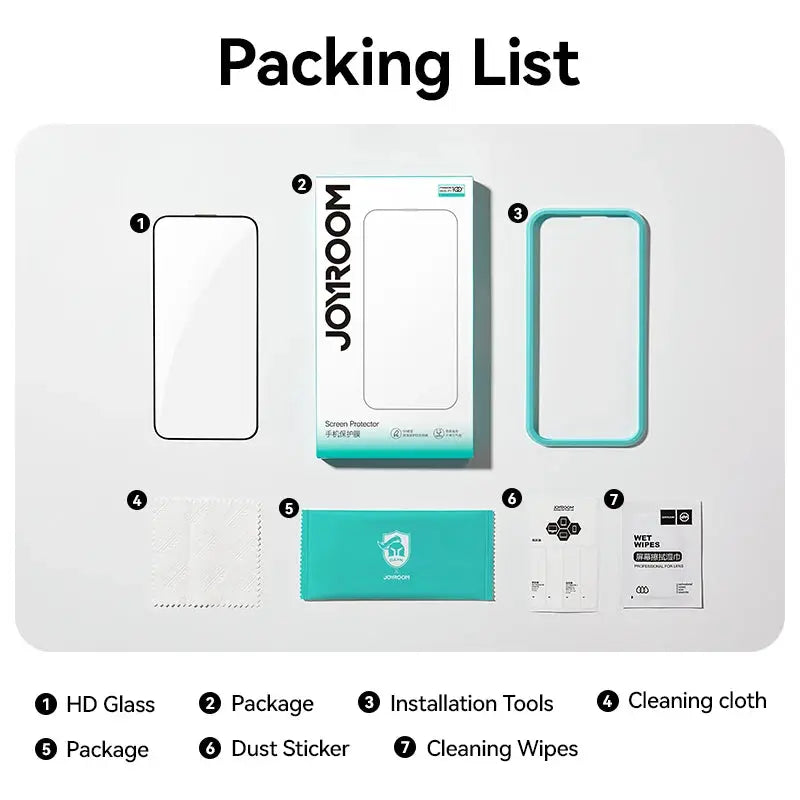 Joyroom 3/2/1PCS HD Glass For iPhone 17 16 15 Pro Max Screen Protector Full Screen Tempered Glass Protection For iPhone 17 16 15 Aurexia off