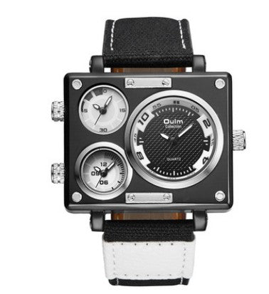 Men's Square Watch with Canvas Strap and Multi-Time Zone Aurexia off