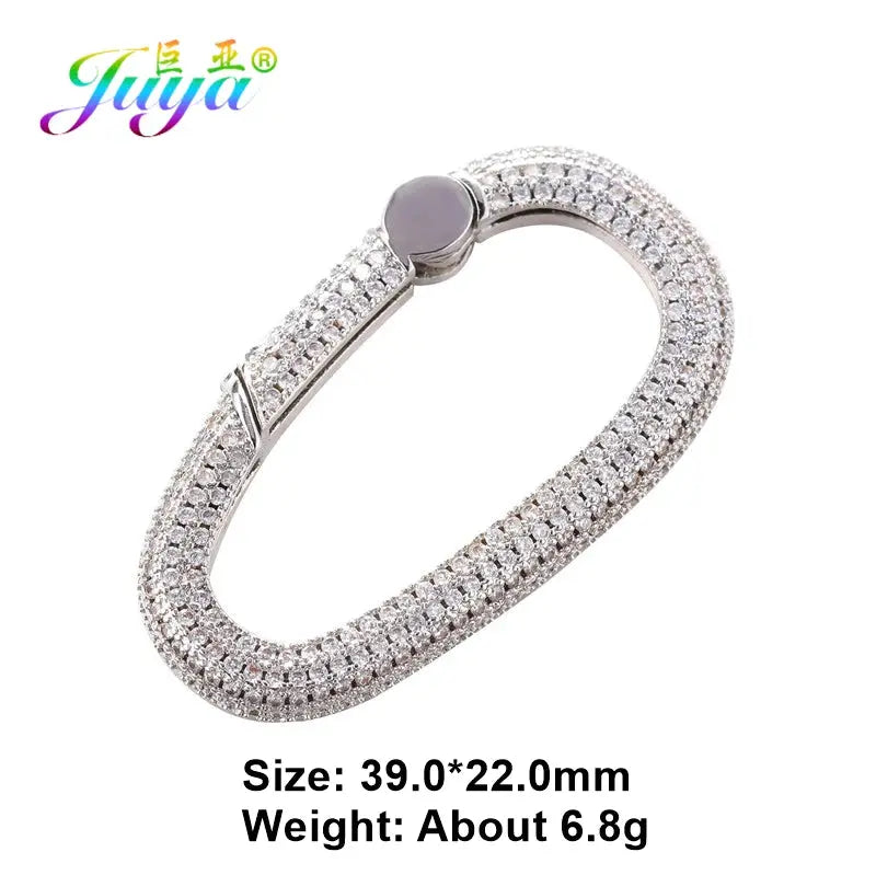 Juya Handmade Zirconia 18K Gold Plated Decorative Copper Pendant Carabiner Screw Bolt Lock Clasps For DIY Punk Jewelry Making Aurexia off