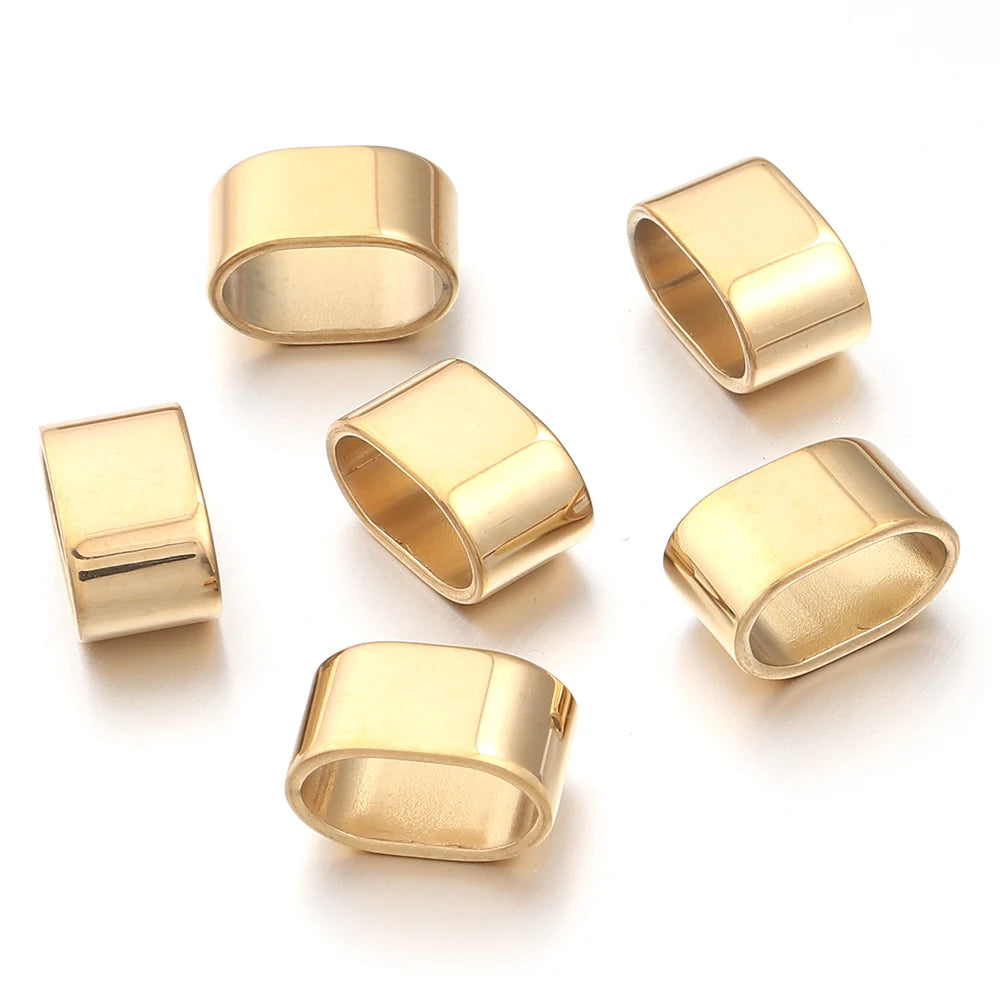 6pcs Flat Stainless Steel Tube Slider Beads Position Beads Big Hole Metal Beads DIY Leather Bracelet Clasps For Jewelry Making Aurexia off