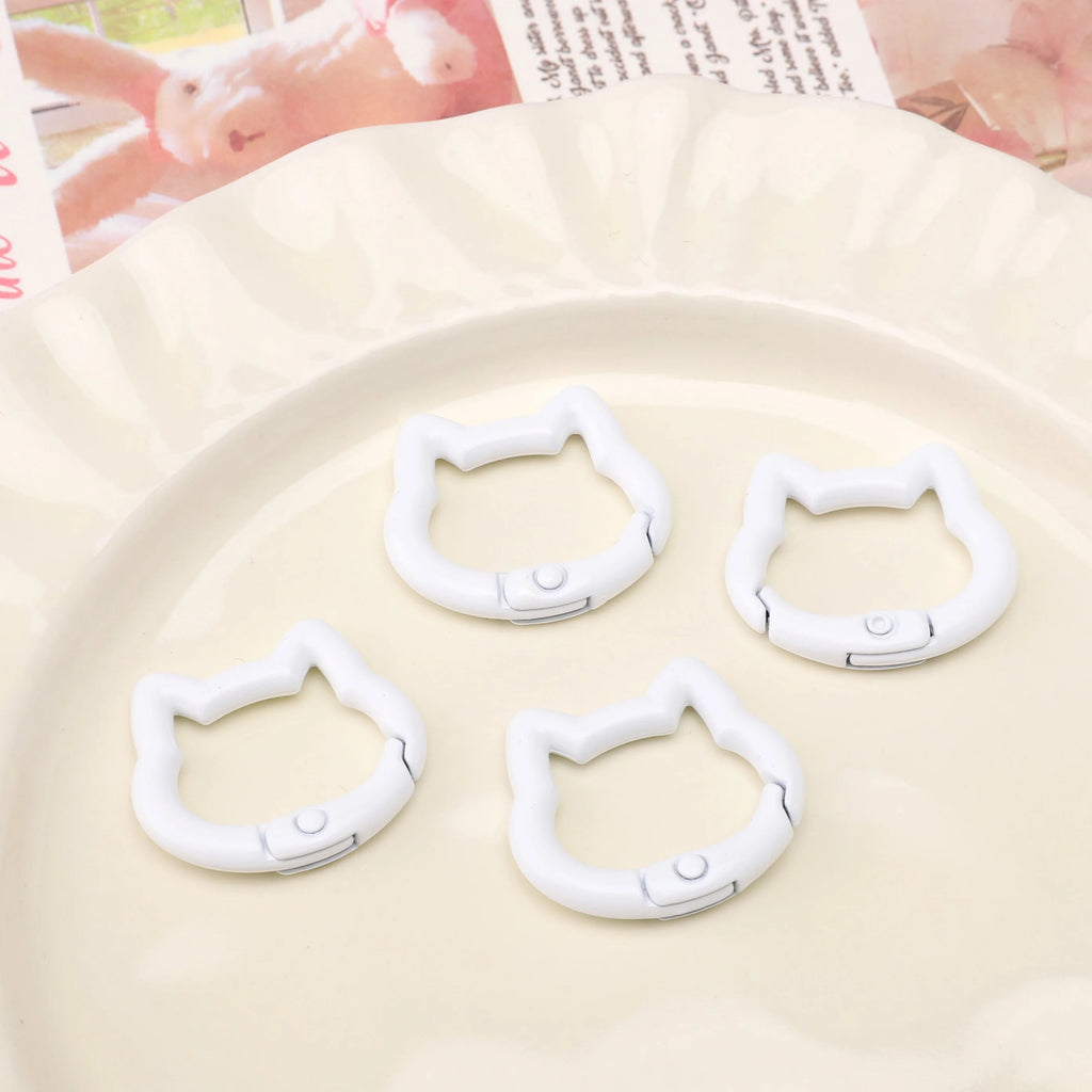 1pc/bag Alloy Spring Clasps Colorful Cute Cat Shape Spring Ring Carabiner Clips For DIY Keyring Lanyard Keychain Making Findings Aurexia off