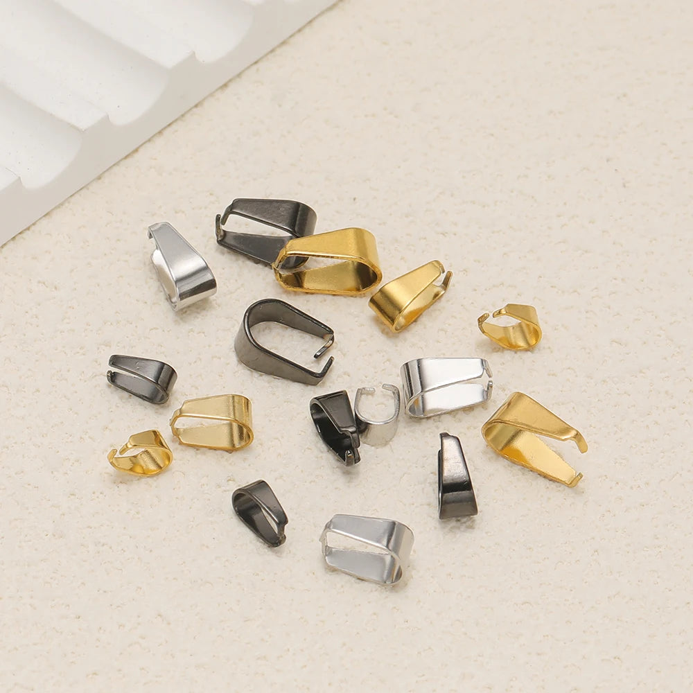 50pcs Stainless Steel Black/Gold Color Pinch Clip Clasps Pendant Buckle Connectors DIY Jewelry Making Necklace Earrings Material Aurexia off