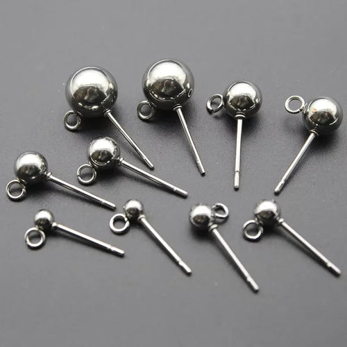 20Pcs Stainless Steel 3/4/5/6/8mm Round Ball Stud Earrings Post With Loops For DIY Earrings Accessories Jewelry Making Findings Aurexia off