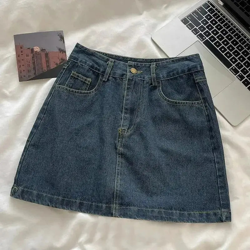 Y2K Denim Skirt Set: Vintage Japanese Style Button Jacket & Cute Mini Skirt, 2-Piece Suit Aurexia off