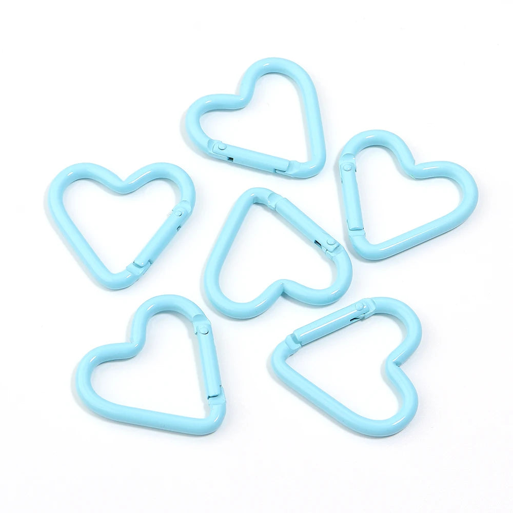 5pcs Colorful Heart-shaped Aluminum Alloy Carabiner Rings Keychain Clip Spring Hook Hanging Buckle Jewelry Making Accessories Aurexia off