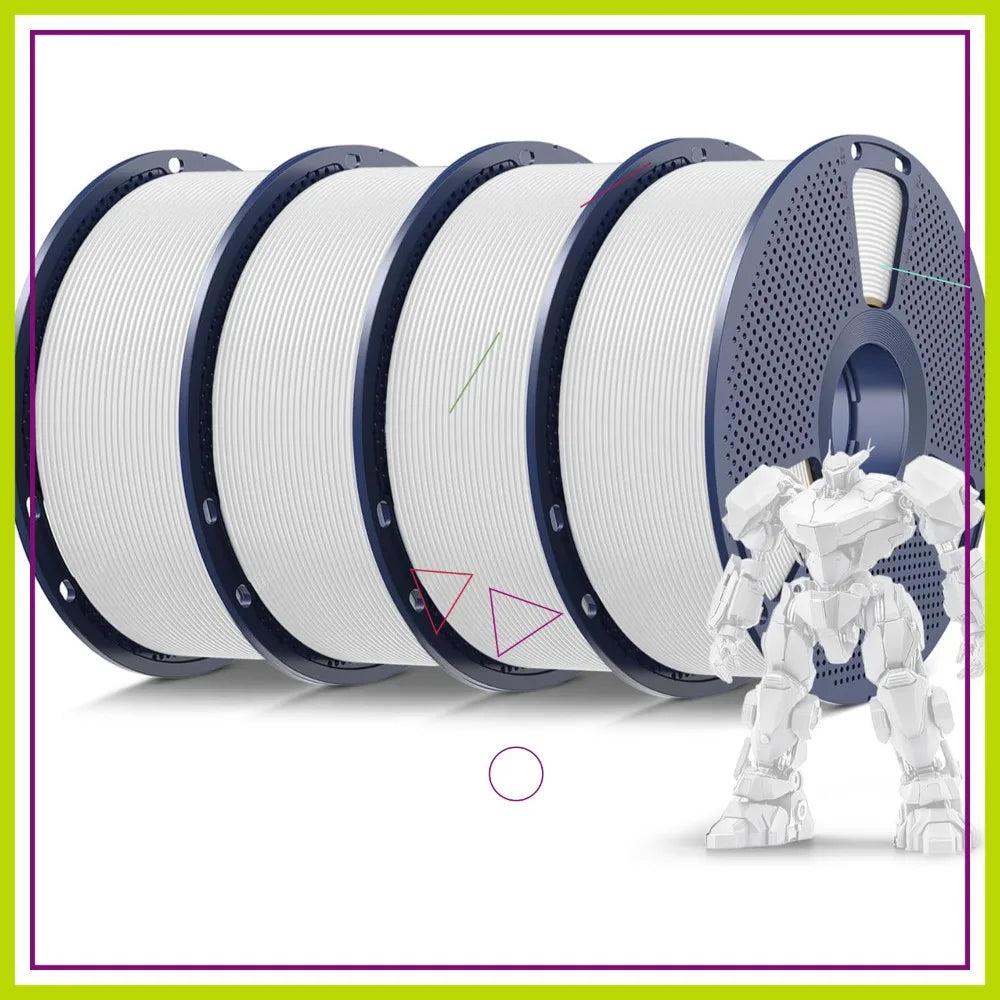 4kg PLA 3D Printer Filament Bundle, 1.75mm Dimensional Accuracy +/- 0.02mm, 4 Spools White, Neatly Wound Vacuum Packed Aurexia off