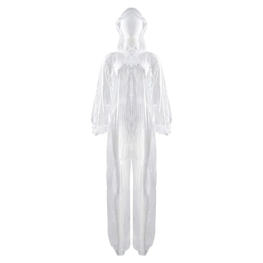 Adults Transparent Full-body Hooded Raincoat Portable Convenient One-piece Waterproof Raincoat Jumpsuit for Outdoor Workwear Aurexia off