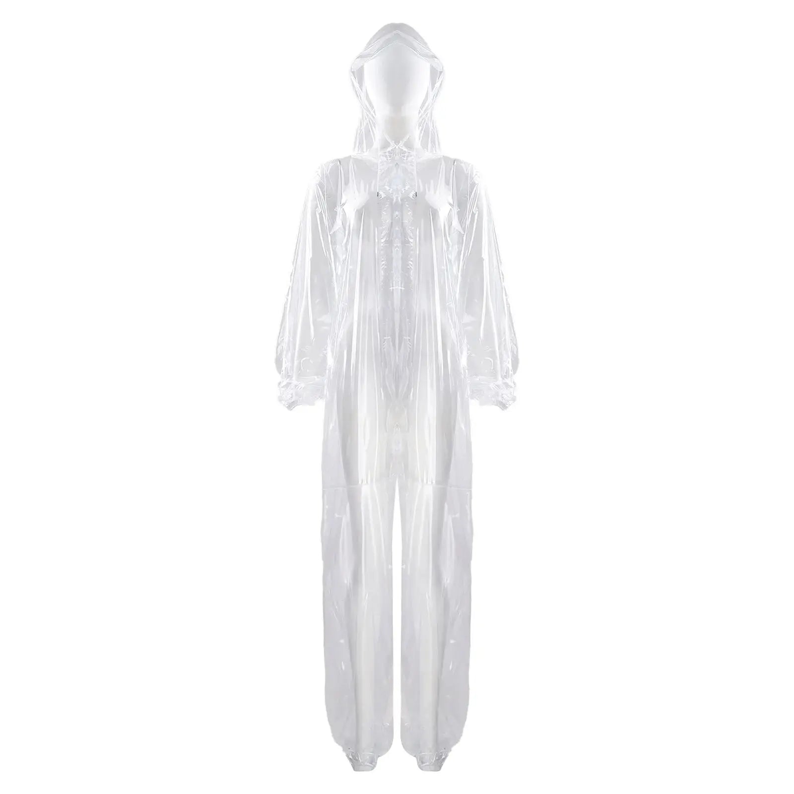 Adults Transparent Full-body Hooded Raincoat Portable Convenient One-piece Waterproof Raincoat Jumpsuit for Outdoor Workwear Aurexia off
