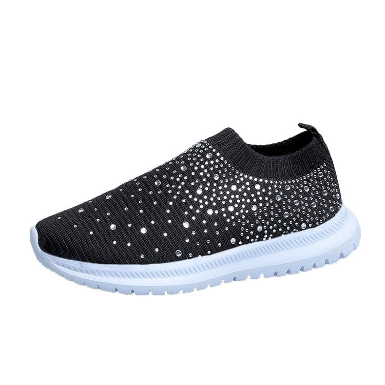 Women's Rhinestone Fly Woven Mesh Sports Running Shoes Aurexia off