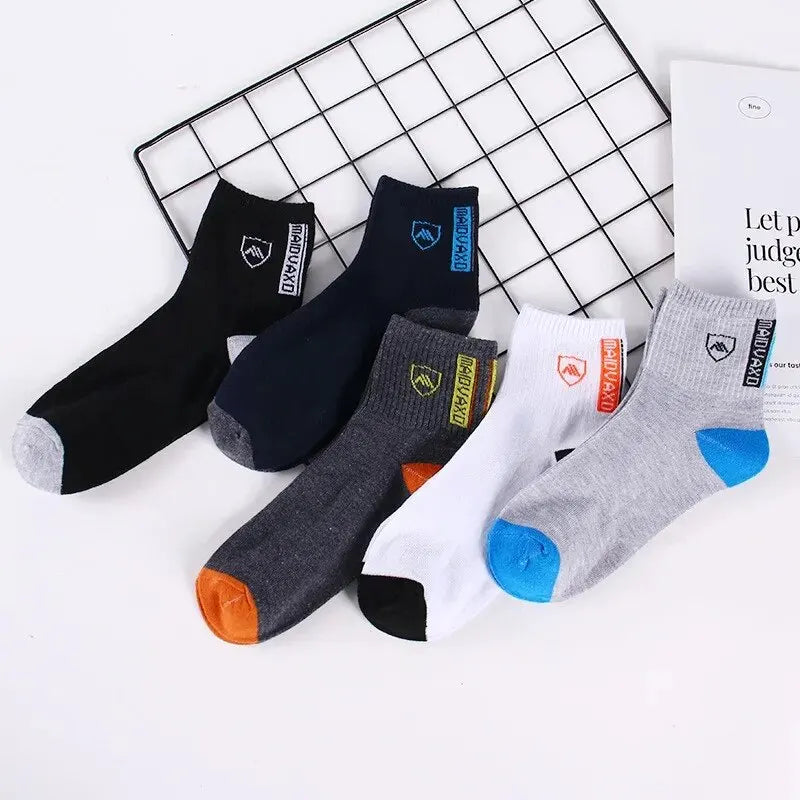 5 Pairs Apring And Fall Mens Sports Socks Summer Leisure Sweat Absorbent Comfortable Thin Breathable Basketball Meias Aurexia off