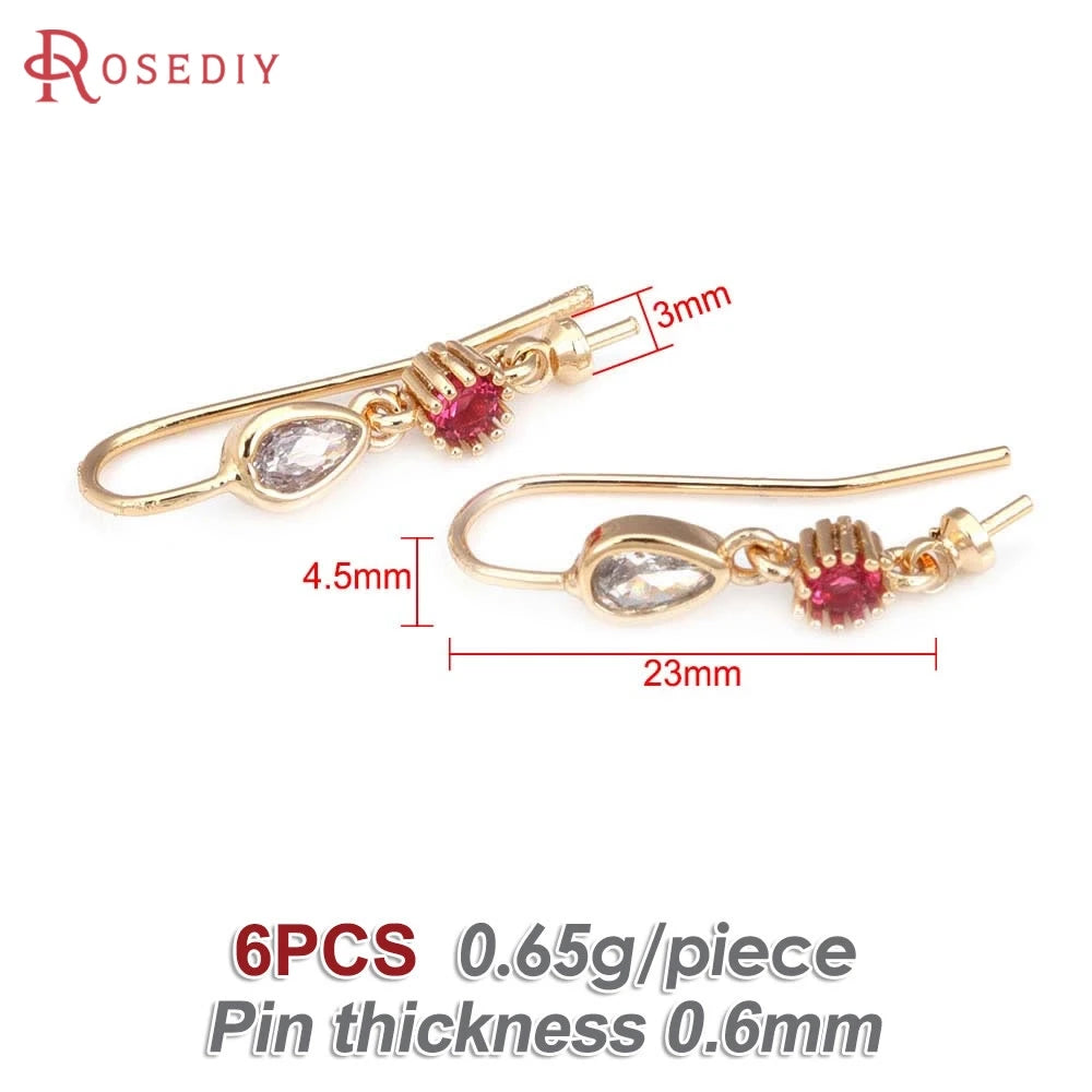 18K Gold Color Brass Can fit Half Hole Beads with Half Pins Earrings Hooks High Quality Jewelry Making Diy Findings Accessories Aurexia off
