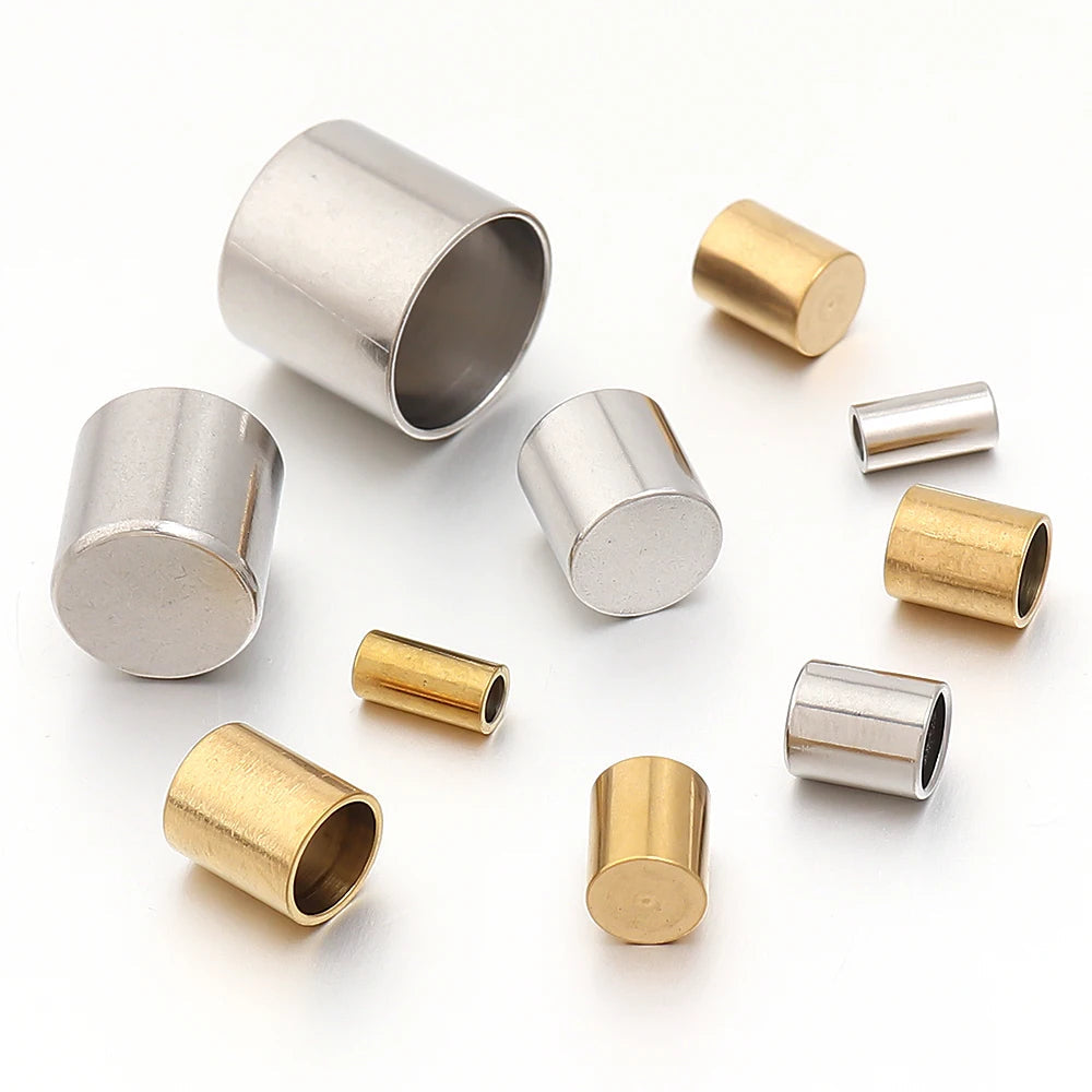 10-20pcs/lot 2-10mm Stainless Steel Leather Cord Clasp Crimp End Caps For Necklace Bracelet Connectors Jewelry Making Supplies Aurexia off