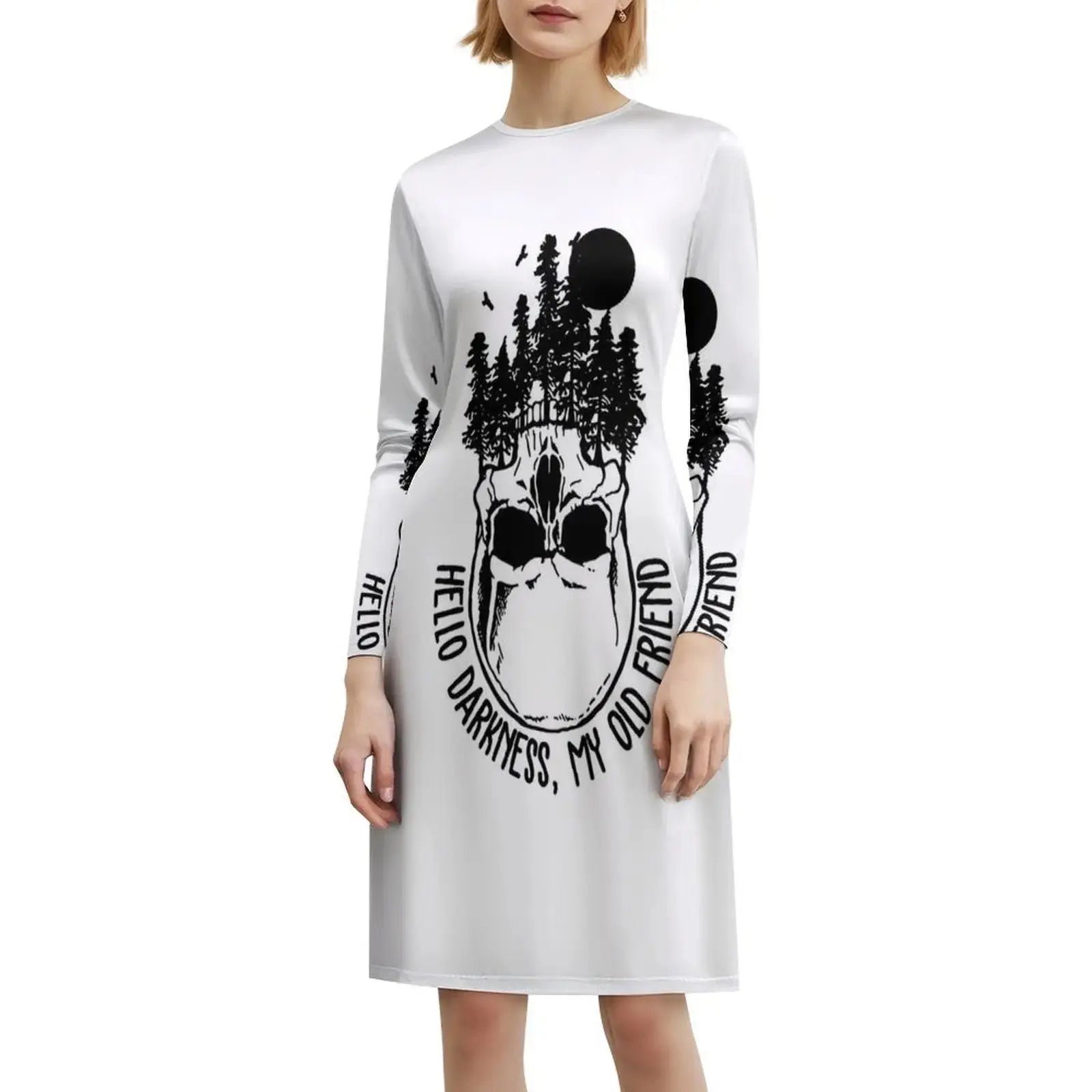 Hello Darkness My Old Friend Skull Vintage Sweetheart Neckline Dress Elegant Summer Party Dress For Women Hello Darkness My Old Aurexia off